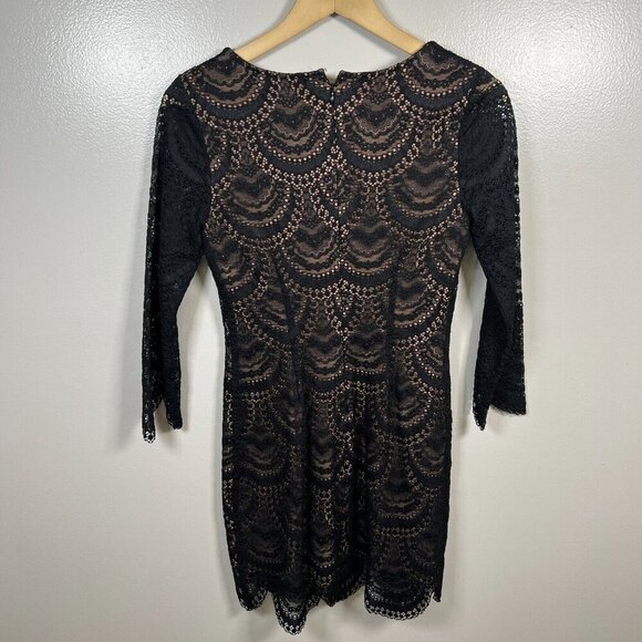 For Love & Lemons Rosalita Lace Dress Size Small Black Plunge Party Cocktail - Picture 3 of 12